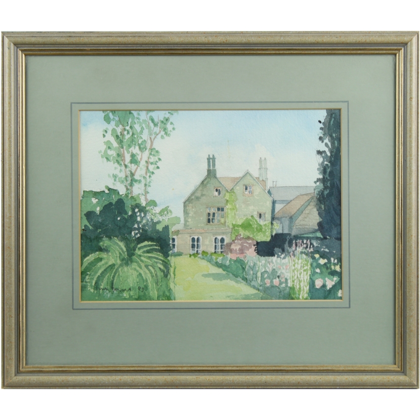
Tim Jones Chipping Campden House Modern Cotswolds Landscape Watercolour Painting - Full Image